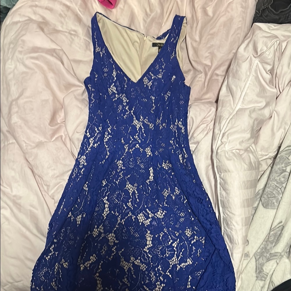 Elegant Blue Lace Dress